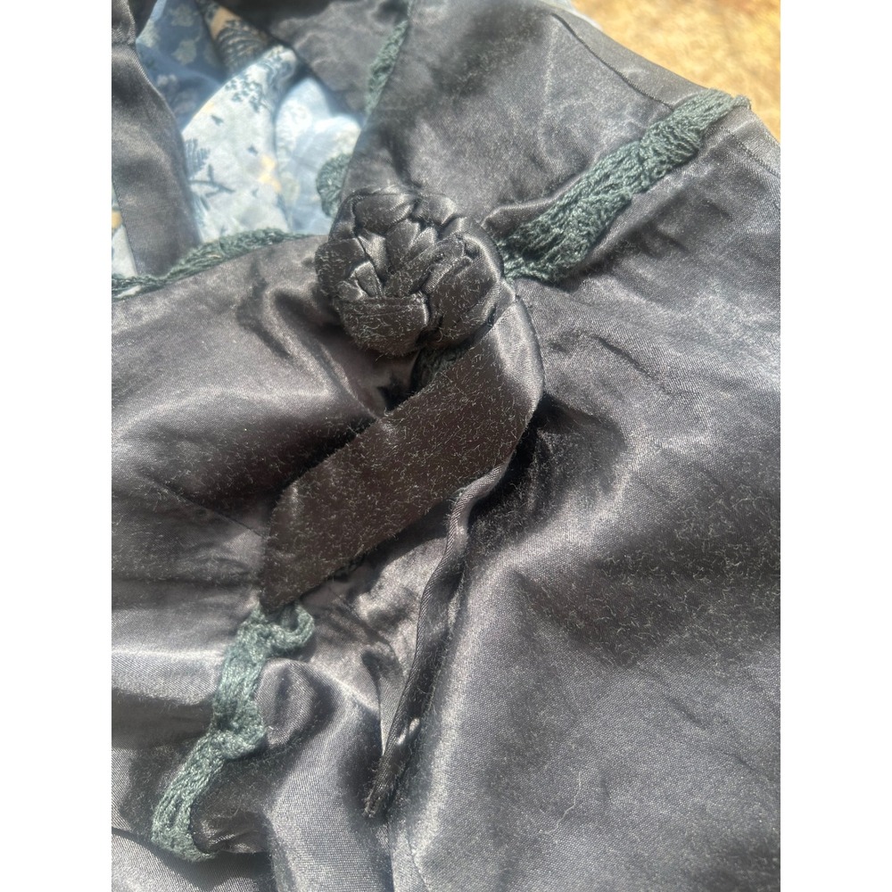 Vintage Bebe Black Satin Lace‎ Trim Rosette Empire Waist Mini Dress Y2K Coquette - Picture 14 of 15